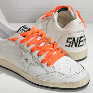 Men/Women Golden Goose Shoes Ball Star Leather In Orange Lace