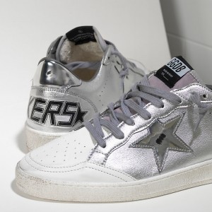 Women's Golden Goose Shoes Ball Star Leather In Silver Mirror