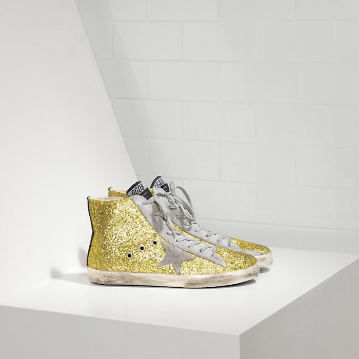 Men/Women Golden Goose Shoes Francy All Over Glitter In Camoscio Lime Glitter