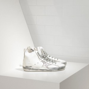 Men/Women Golden Goose Shoes Francy Sparkle White Silver