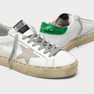 Men/Women Golden Goose Hi Star Shoes With Laminated Heel Tab White Green
