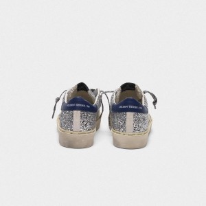 Women's Golden Goose Hi Star Shoes With Glitter White Star And Leopard Print Laces