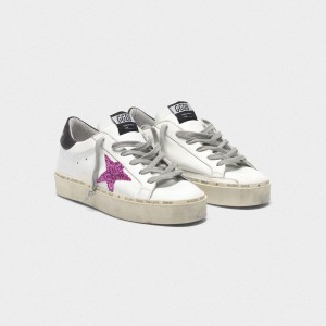 Women's Golden Goose Hi Star Shoes With Pink Glitter Star And Black