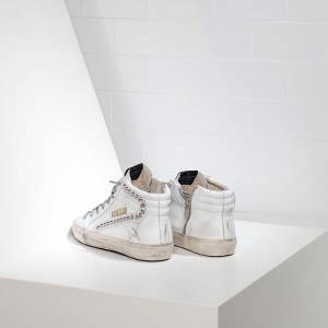 Men/Women Golden Goose Shoes Slide In Pelle White Leather Studs