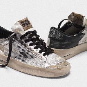 Men/Women Golden Goose Stardan Ltd Shoes Laminated Silver With Floral Design