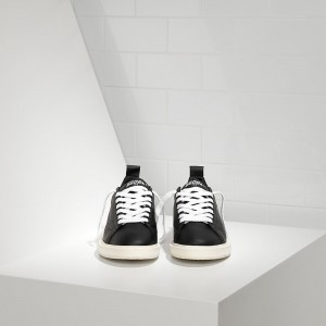 Men/Women Golden Goose Starter Shoes In Calf Leather Black White Sole