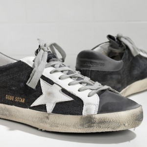 Men's Golden Goose Shoes Superstar In Black Denim Grey