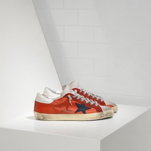 Men/Women Golden Goose Shoes Superstar In Red Leather White Sude