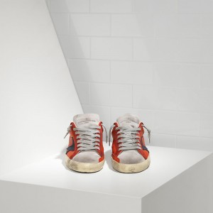 Men/Women Golden Goose Shoes Superstar In Red Leather White Sude
