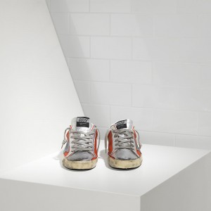 Men/Women Golden Goose Shoes Superstar In Red Silver Leather
