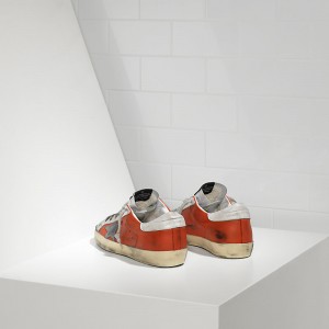Men/Women Golden Goose Shoes Superstar In Red Silver Leather
