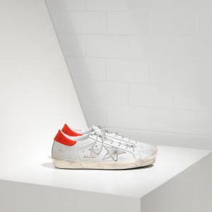 Men/Women Golden Goose Shoes Superstar In White Leather Red