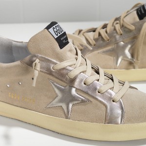 Men/Women Golden Goose Shoes Superstar Leather In Beige Gold Star