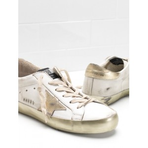 Men/Women Golden Goose Superstar Shoes Calf Leather In Golden
