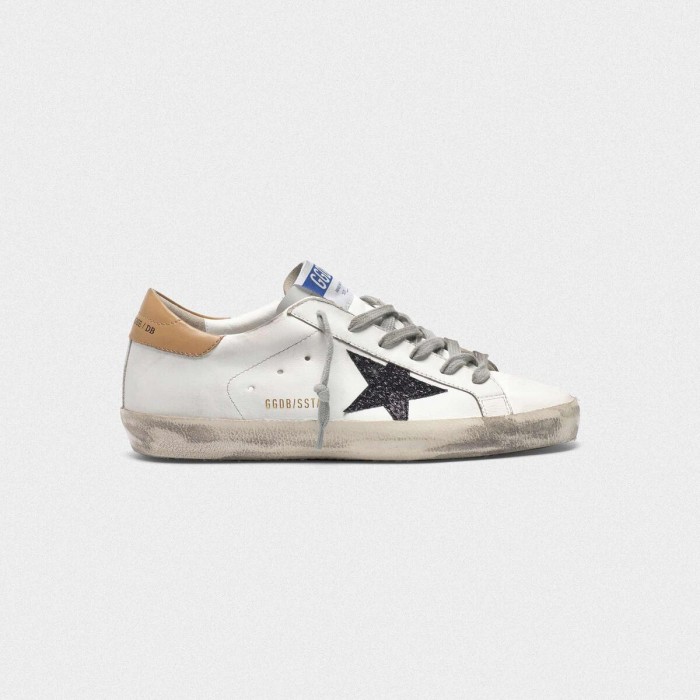 Men/Women Golden Goose Superstar Shoes In Leather With Glittery Star Yellow