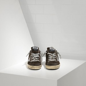Men's Golden Goose Superstar Shoes In Suede And Leather Star Coffee
