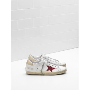 Men/Women Golden Goose Superstar Shoes Leather In Red Star White