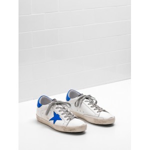 Men/Women Golden Goose Superstar Shoes Leather Star In Shiny Blue Star