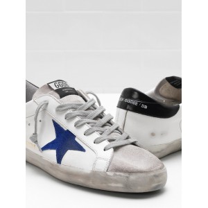 Men's Golden Goose Superstar Shoes Leather Star In Suede Blue Star