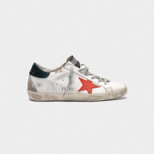 Men's Golden Goose Superstar Shoes With Metal Ggdb Lettering Red Star