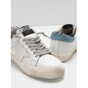Women's Golden Goose May Shoes In Blue White Star Logo