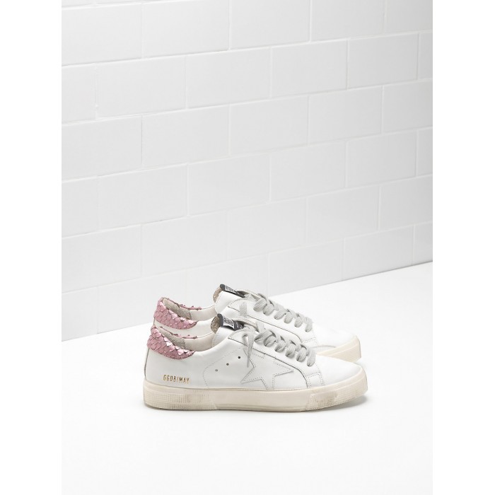 Women's Golden Goose May Shoes In Pink White Star Logo
