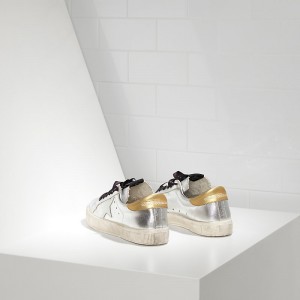 Women's Golden Goose Shoes May In Silver Gold White Star