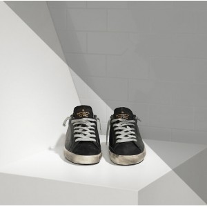 Women's Golden Goose Superstar Shoes In Leather With Openwork Star Black