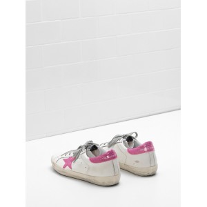 Women's Golden Goose Superstar Shoes Leather Glitter Star Coated In Pink Star
