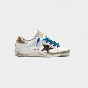 Women's Golden Goose Superstar Shoes With Sparkly Foxing Leopard Print Star