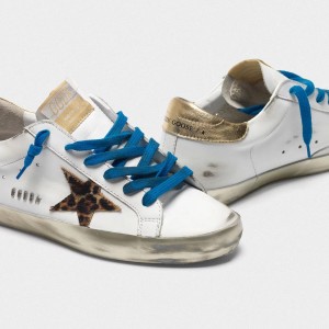 Women's Golden Goose Superstar Shoes With Sparkly Foxing Leopard Print Star